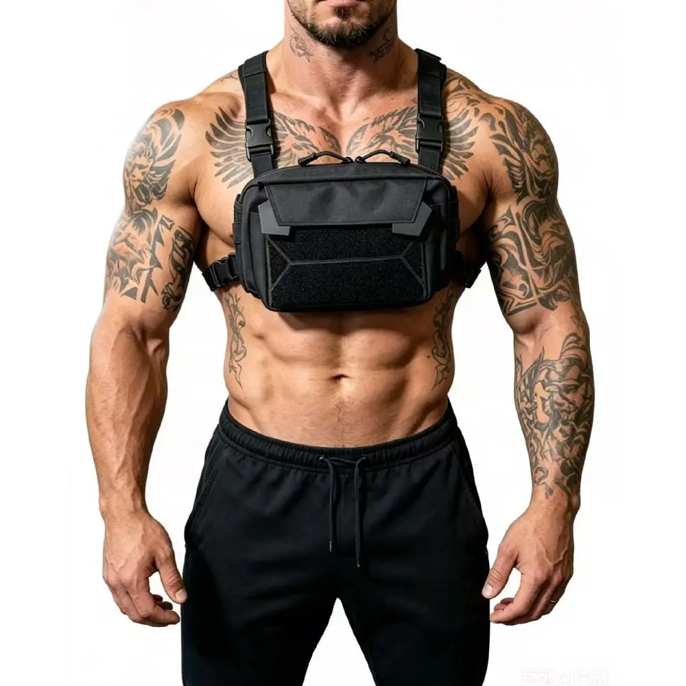 Chest Bag, Front Chest Strap Bag, Portable Multi-Functional Motorcycle Chest Bag, Outdoor Sports Fitness Running Chest Bag, Durable Nylon Material, Tactical Chest Bag, Adjustable Chest Pack