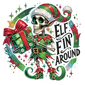Christmas Skeleton Man Pattern DIY Diamond Arts Colorful Painting Kit Without Frame, 5D Special Shape Diamond Arts Painting Kit for Home Wall Decoration, Handicraft