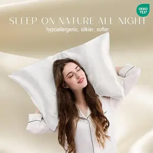 Navy Blue Silk Pillow Cases with Zipper Standard Size, USA Made, Real 22 Momme Mulberry Silk Pillowcase for Sleeping Women, Cooling,  benefits solid color