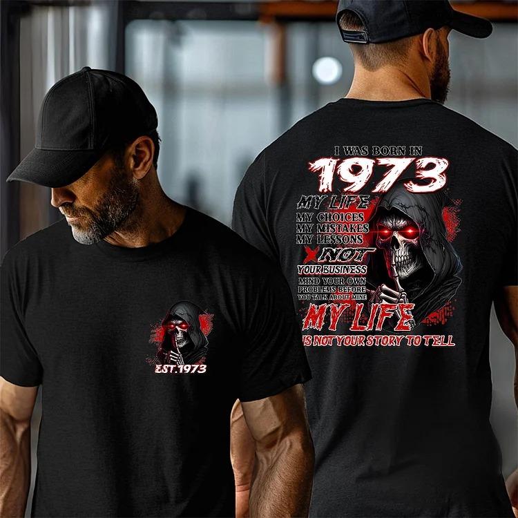 Gen X 2-Sided Shirt – Personalized “My Life My Story” Quote Tee, Custom Year of Birth T-Shirt, Bold Graphic Unisex Top for Men & Women Casual Menswear Big Breathable