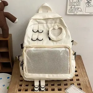 Collage Style School Bag for Teenage Girl Itabag Kawaii Backpack Transparent Love Heart JK Backpack Women New 2026 Laptop Bag