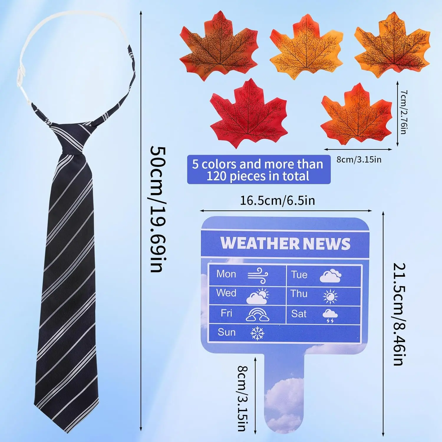 Kids Meteorologist Costume Set, Weather Reporter Dress Up Kit with Microphone Glasses Tie Weather Chart for Career Day School Party