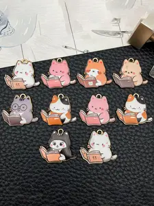 10pcs Fashion Enamel Cartoon Cat Charms, Charms For Necklaces, Cute Cat Pendants, Animal Pendant Charm, DIY Jewelry Making Accessories, Bracelets, Necklaces, Earrings, Keychains, DIY Jewelry Decoration
