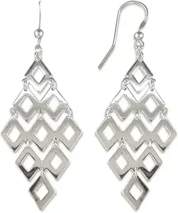 LeCalla Valentines Day Gifts 925 Sterling Silver Chandelier Dangle Earrings for Women Long Jewelry Diamond Shape Drop Earring for Women