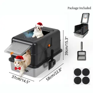 Topyangs XL Flip-top Cat Litter Box Stainless Steel 20L with Lid,  XL Large Metal Litter Box High Sided Design,Anti-Urine Leakage, Include Cat Litter Scoop, NeverAbsorbsOdors, EasyCleaning, Non-Sticky#TikTokShopBlackFriday&CyberMonday