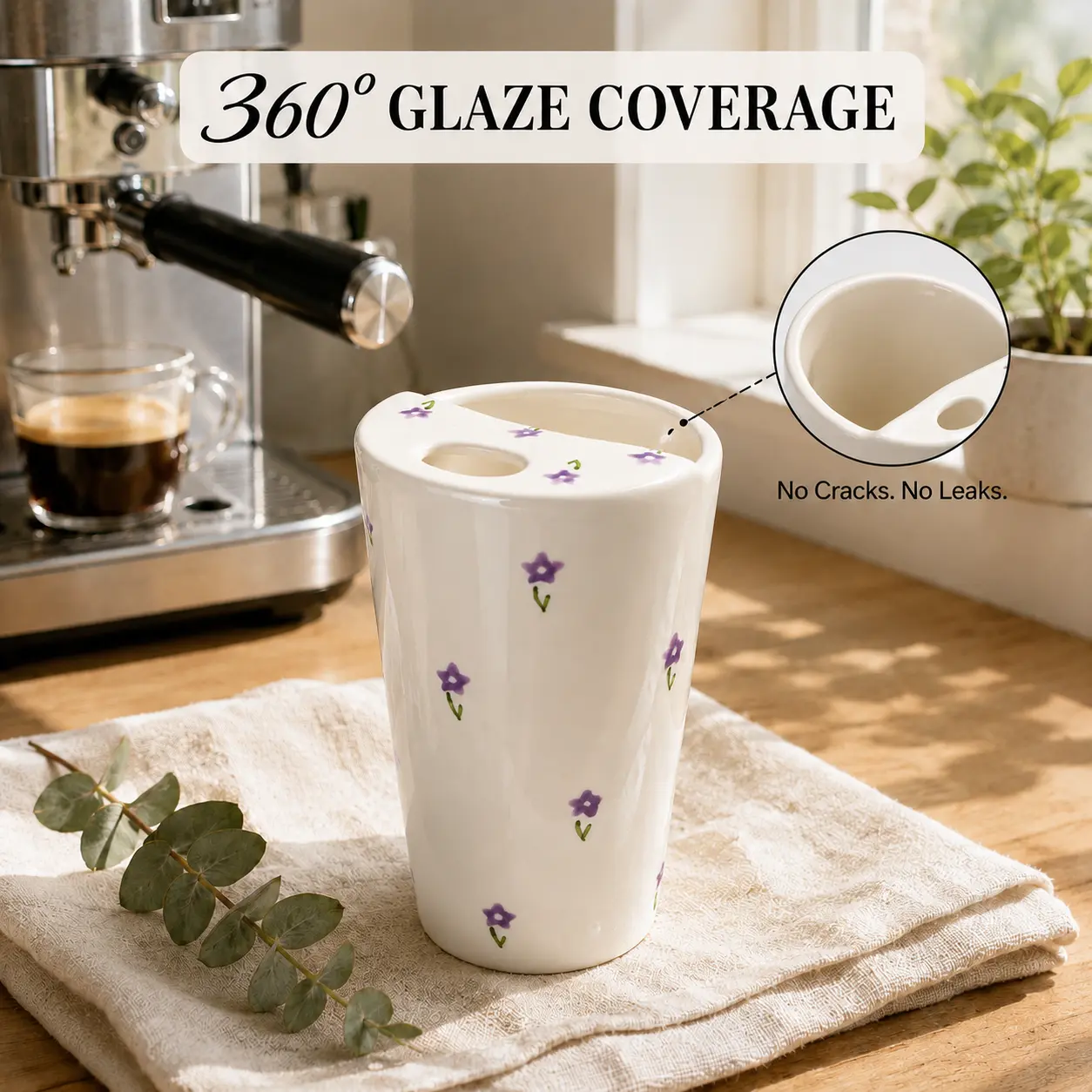 12 oz Handmade Ceramic Coffee Drink Cup - Pink Heart Creative Cute Single Cup Travel Mug with Sip Hole, Microwave-Safe, Dishwasher-Safe Kitchen Drinkware, Ideal Gifts for Women & Coffee Lovers