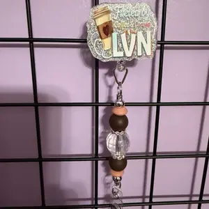 LVN Name Beaded ID Badge Reel