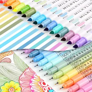 40-  Study Supplies Combo Set - 24 Dual Tip Pastel  Highlighters & 16 Colored 0.38mm Fineliner Pens, No bleed, Quick Drying