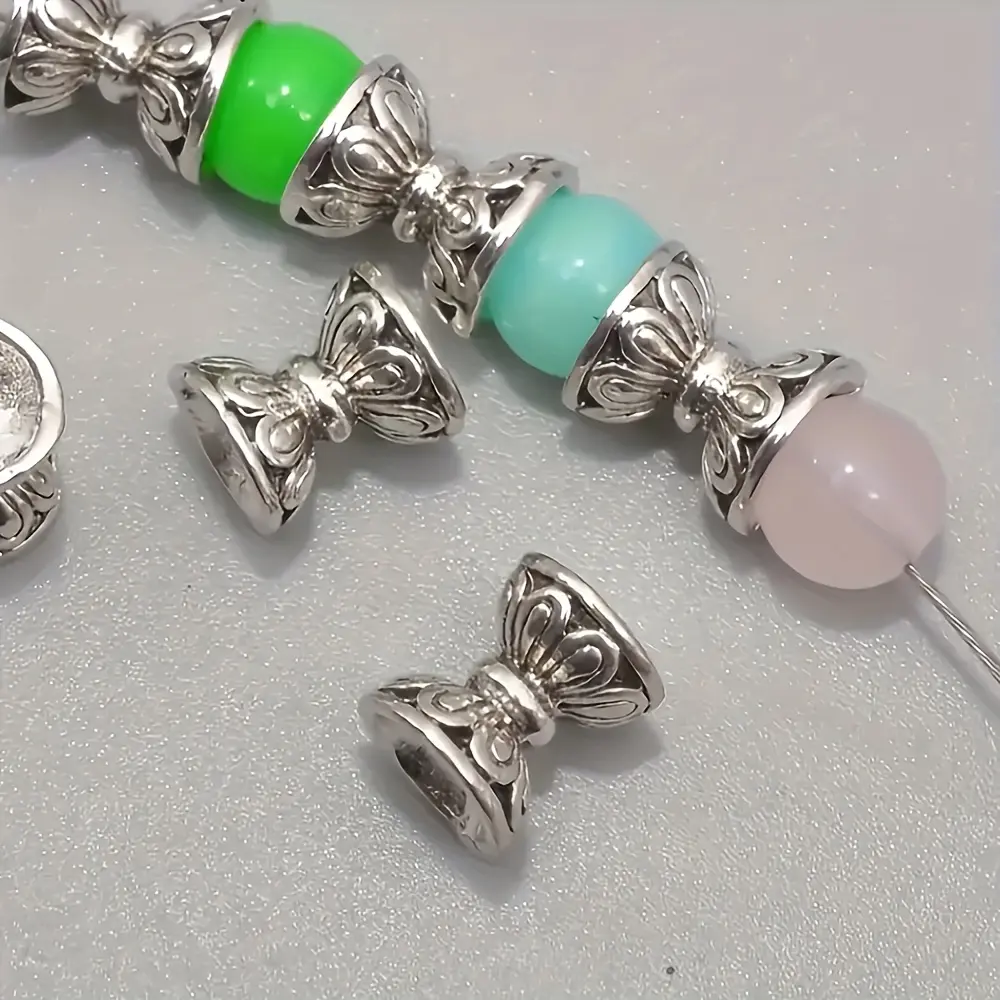 Antique Silvery Floral Double-Sided Lotus Pendant with Metal Coating - 50/80pcs Engraved Alloy Beads, Bracelet Base Charms, DIY Costume Jewelry Making Supplies for Diy Enthusiasts