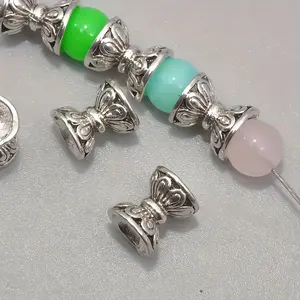 50/80pcs Antique Silvery Double-sided Lotus Set Pendant Engraved Alloy Bead Bracelet Necklace DIY Jewelry Accessories Production Supplies