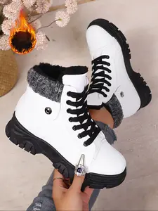 Women's casual sports short boots, Snow boots, comfortable and soft with thickened fleece for warmth, suitable for outdoor adventures and walking in autumn and winter, perfect for everyday casual wear
