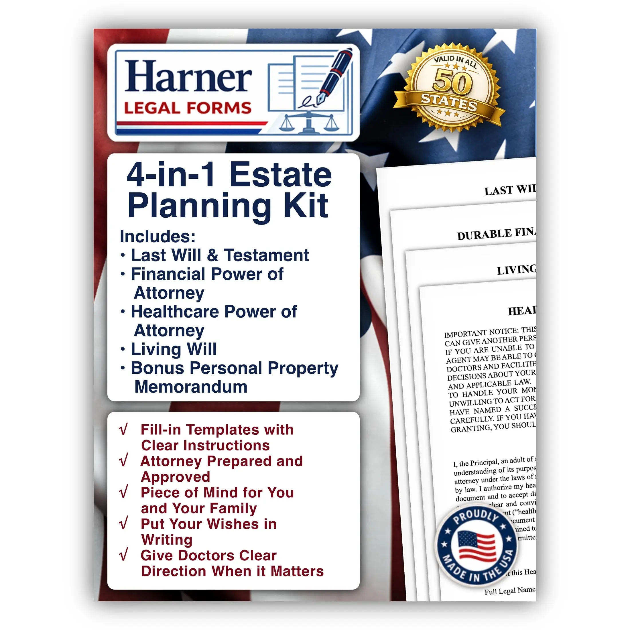 4-in-1 Estate Planning Printed Kit – Attorney-Drafted, Avoids Execution Mistakes, Covers Both End-of-Life and Incapacity Planning (Business & Management, Economics & Management Book)