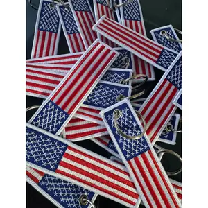 Embroidered American flag with key ring