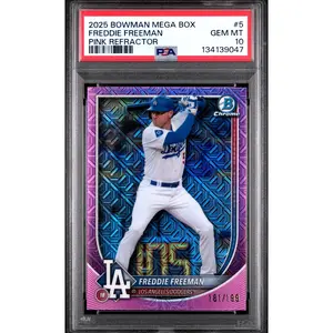 2025 Bowman Mega Box Pink Refractor Freddie Freeman #5 / 199 POP 1! PSA 10