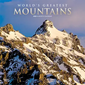 World's Greatest Mountains | 2026 12 x 24 Inch (Hanging) Monthly Square Wall Calendar | Foil Stamped Cover | Plastic-Free | BrownTrout | Scenic Nature Photography