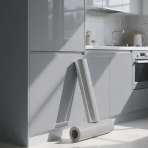 Elegant Glossy Solid Color Marble Contact Paper Roll, Waterproof & Easy Peel Wallpaper, Self Adhesive Wallpaper Ideal for Kitchen Countertop & Bathroom Upgrade, Marble Backsplash Wallpaper