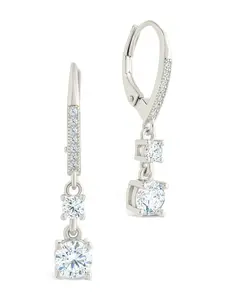 Sterling Silver Magdalena Brilliant Cut CZ French Clip Earrings