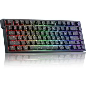 Xin-Meng Beat 75 Triple-Mode    Keyboard, 75% Compact, Dual 8K Polling Rate, Hall Effect Rapid Trigger, Hot-Swappable, RGB Backlit, Gaming Keyboard, Black Contour Lines