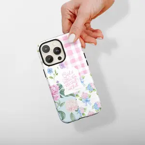 "God Is Within Her" Christian Psalm 46:5 Coquette Patchwork Floral Smartphone Case, Cellphone Handheld Shell, Women’s Phone Accessories Gift, Compatible with iPhone 17,16,15,14,13,12,11 & Their Pro, ProMax, Plus, Air Models