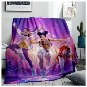 Radiant Pop Idol Flannel Blanket Futuristic Dance Performance Print Design Soft Cozy Lightweight Warm Decorative Throw Perfect for Bedroom Living Room Music Fan Gift Party Celebration Use