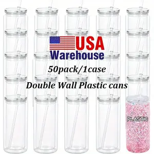 Crafix 50pcs 16/20oz Acrylic Snow Globe Cups – Clear Double Wall with Pre-Drilled Hole