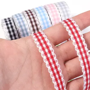 5yards/lot 1cm Classical Lace Plaid Ribbon Colorful Wrapping Webbing For DIY Gift Pakaging Clothes Sewing Decor Accessories