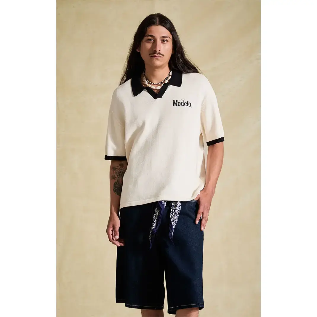 Modelo Men's Relaxed Knit Logo Polo Shirt