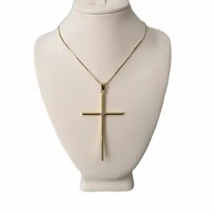 Amtiari Large Cross Necklace — 14K Gold Plated | 2mm Chain | 18” Length | Water & Sweat Resistant