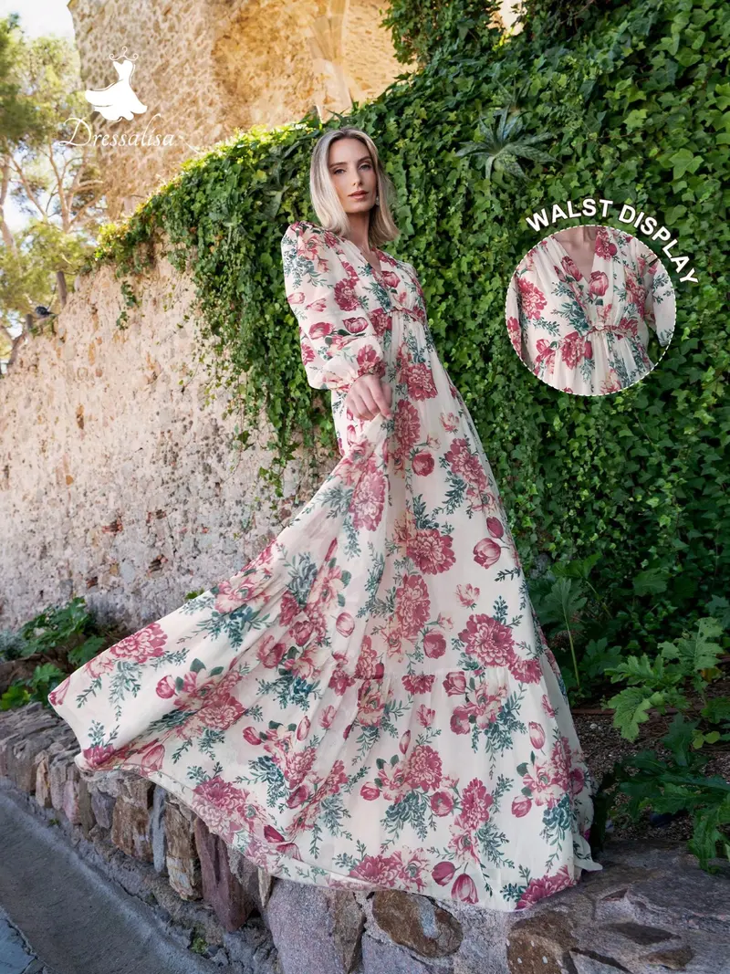 Floral long sleeve fitted wedding dress - TikTok Shop