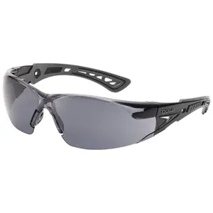 Bolle Rush Plus Safety Glasses Black/Gray with Smoke Platinum Anti-Fog Lens