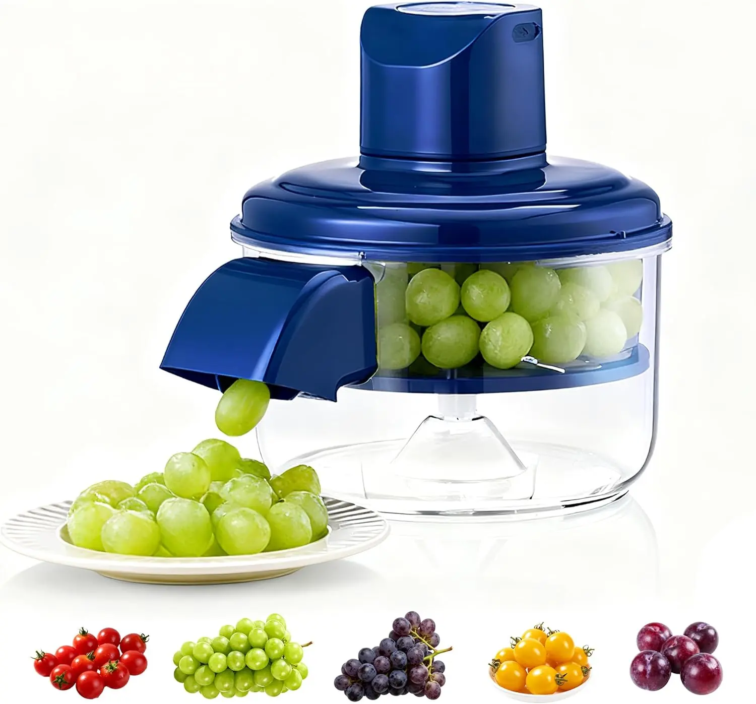 Electric Peeler Machine for Grape, Garlic, Tomato - Automatic Skin Remover Tool, Rechargeable Fruit Peeler for Small Fruits & Commercial Use (Dark blue)