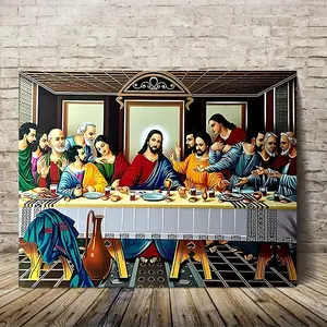 A Wooden Frame Painting "The Last Supper" Canvas Print Artistic Modern Wall Art Decoration Modern Home Decor for Living Room Bedroom Poster Ready to Hang