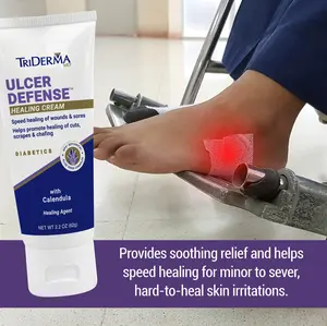 TriDerma Ulcer Defense Healing Cream with Aloe Complex & Calendula for Diabetics Skin Repair Moisturizer Non-Greasy Body Care Lotion 4.2 oz. - Therapy