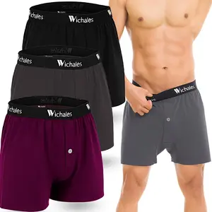 Wichales Cotton Mens Boxer Shorts The Heritage Knit Boxer Classic Button Fly & Real Stretch (3-Pack)