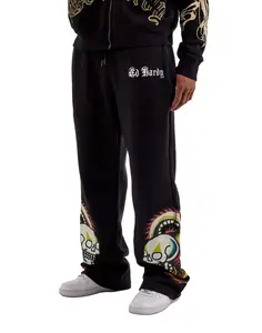 ED HARDY DRAGON SKULLS RHINESTONE ZIP MENS SWEATPANT
