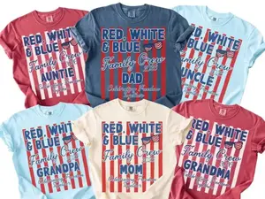 Comfort Colors Red White and Blue Family Crew Shirt, 2026 4th of July Matching Tees, Independence Day Party Gathering Reunion Group T-Shirts, 4th of July Gift - TrendWear USA