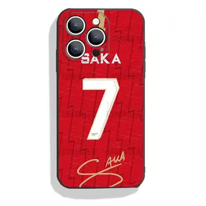 Saka Phone Case Black IPhone 17 16 15 14 13 12 11 Pro Max Plus Air Soft Silicone TPU Shockproof Anti Drop Protector Anti-Fall Cases Shell Football