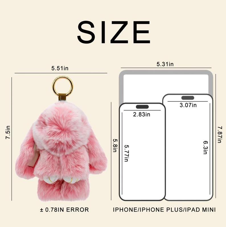 Handmade Bunny PomPom Keychain ,Mother's Day gift, Gift for Girls & Kids, Charm Accessory for Anxiety Relief