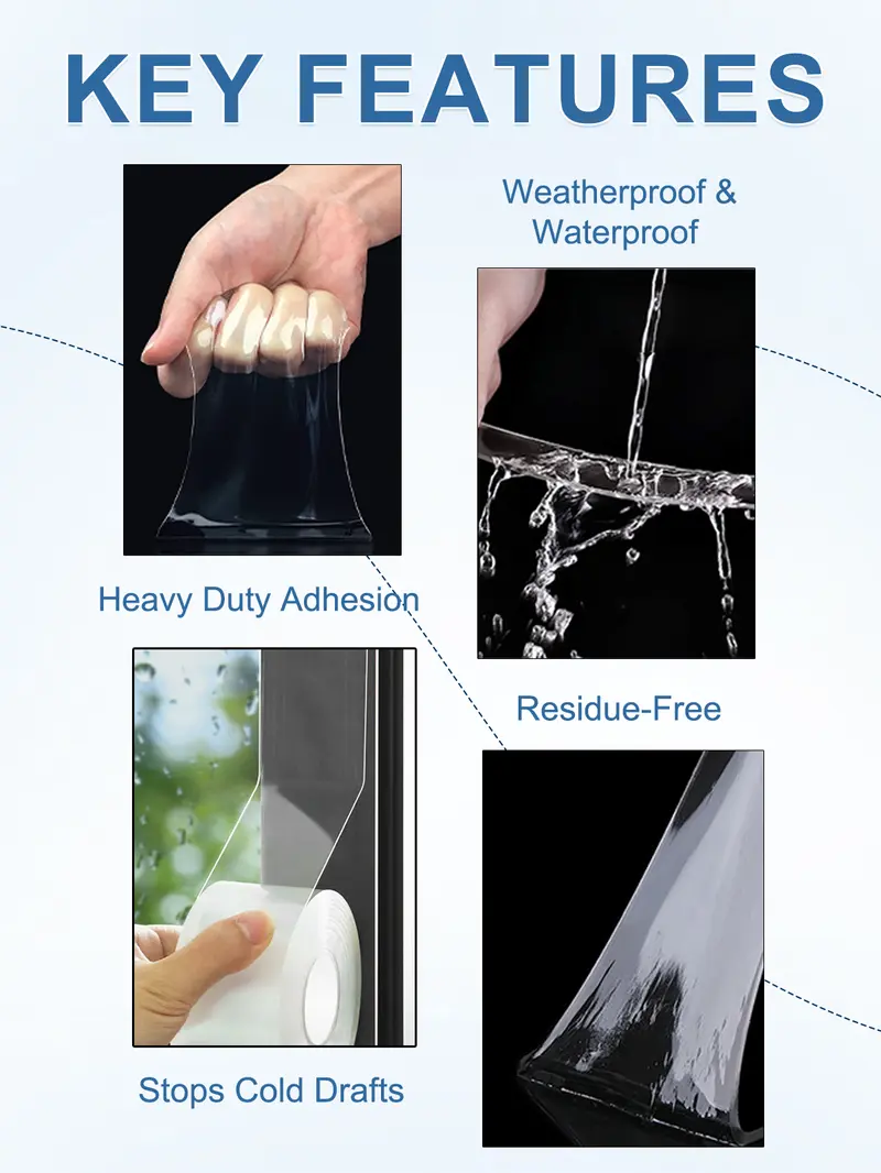 Flexible transparent weatherproof sealing tape