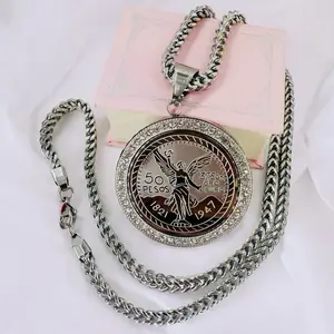 50 Peso Centenario Pendant Chain in Stainless Steel Won't Fade or Tarnish Durable and Elegant Jewelry