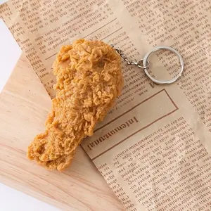 PVC Realistic Fried Chicken Keychain, Crispy Meat Texture, Chicken Leg Breast Shape, Fun Hanging Decoration for Women's Backpack Handbag