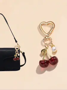 Cute Cherry Design Bag Charm, Fashionable Bag Keychain for Women & Girls, Trendy All-match & Exquisite Bag Charm for Birthday Gift, Purse Accessories, Sparkly Bag Charm, Fashion Bag Charms, Bag Decoration, Bag Charms for Handbags