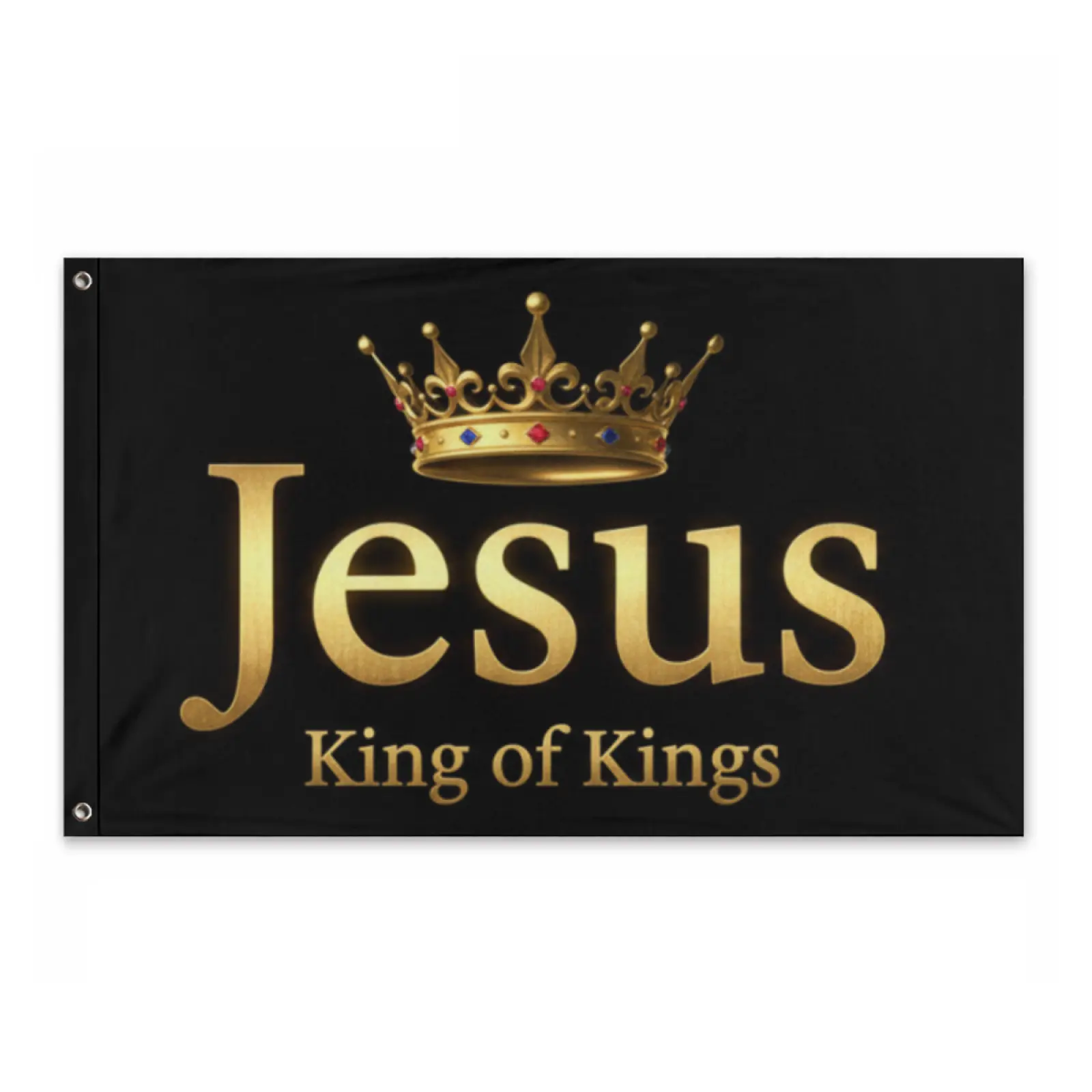 90cm*150cm (3x5ft) Polyester Jesus King of Kings Indoor/Outdoor Flag, Bold Print, True Size, Durable, Machine Washable, Color Fading Resistant Home Garden Decor Jesus Banner for Courtyard Porch