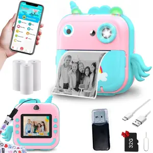 Instant Print Camera for Kids, 20MP HD Digital Video Camera, Inkless Sticker Printer for Girls Boys Age 3-12, Mini Thermal Printer with 3 Rolls Photo Paper