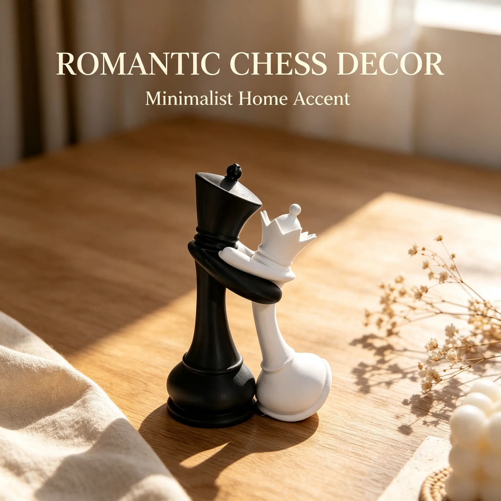 King and Queen Chess Couple Statues - Home Decor Desktop Ornaments, Ideal Anniversary and Wedding Gifts