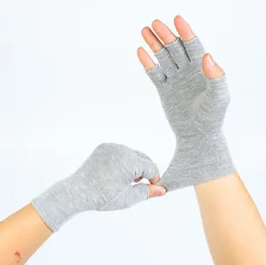 Bamboo charcoal fiber half-finger pressure gloves, new light gray joint gloves, bamboo fiber gloves