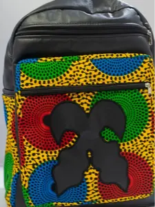 AFRICAN FAUX LEATHER APPLIQUE BACKPACK