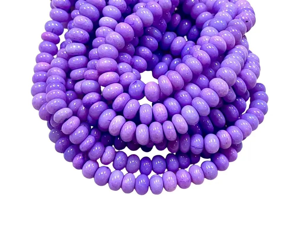 Opal Gemstone Beads, Peruvian Opal Genuine 8mm Rondelle Shape Lavender Color Beads Strand for Jewelry Making Handmade Beads Full 16" Long Strands Jewelry Crafts