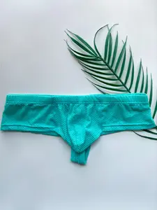 Men's Fashion Low Waist Thong Panties, Sexy Thin Semi-Transparent Design, Tight-Fitting All Season Underwear, Stylish Pocket Detail, Briefs