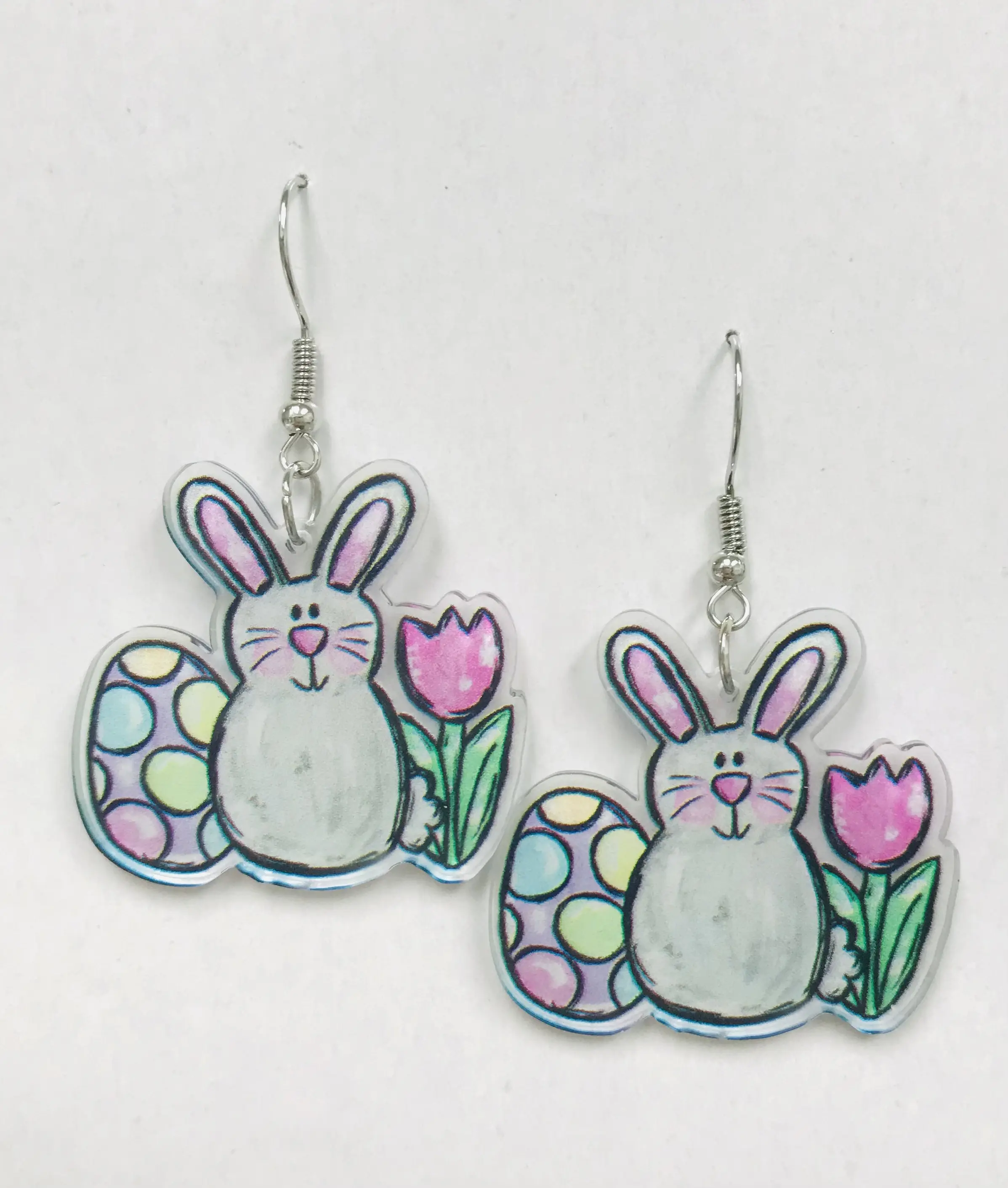 Acrylic Easter Bunny eggs earrings Acrylic Easter Bunny eggs earrings